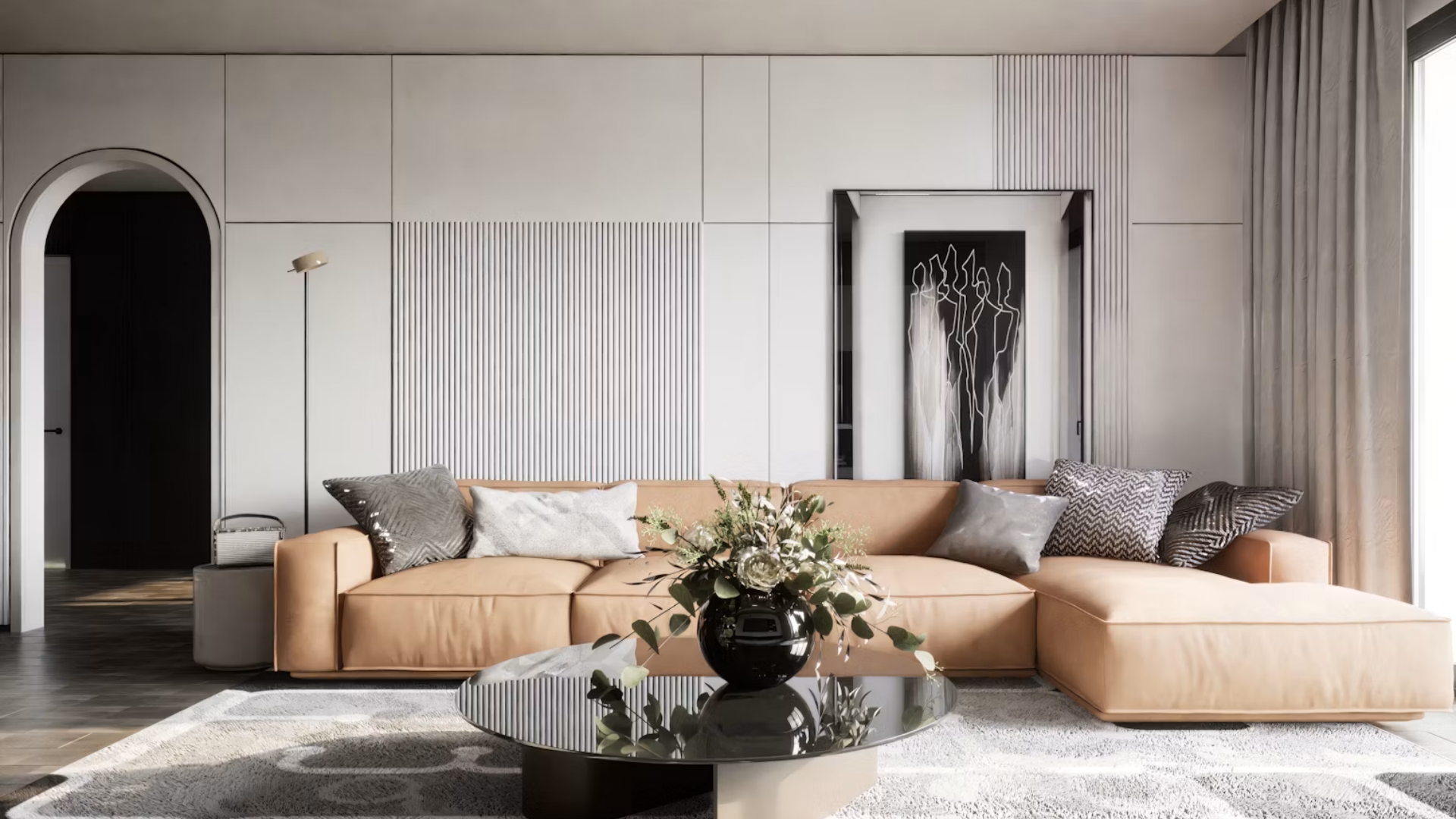 WPC grid and wall panel combination