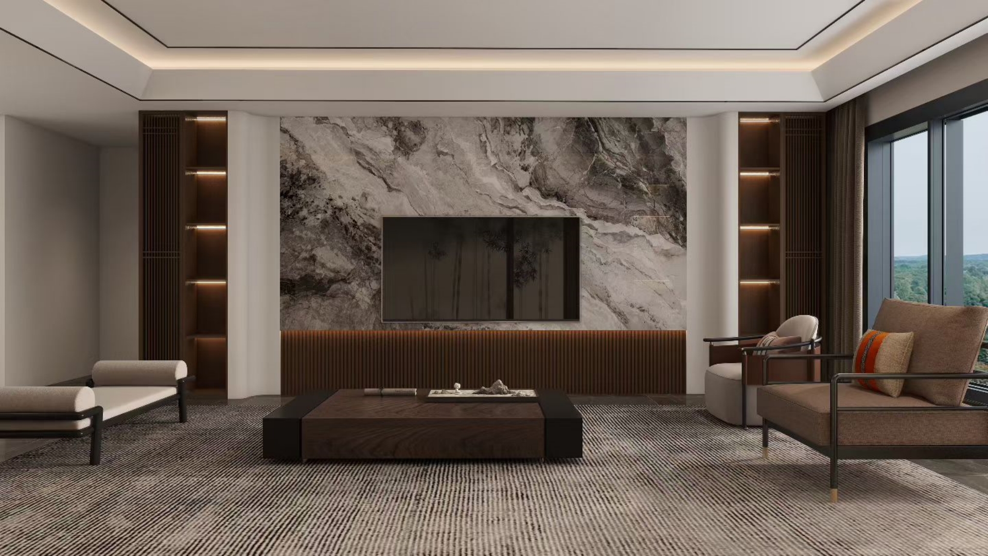 Decoration effect of living room wallboard